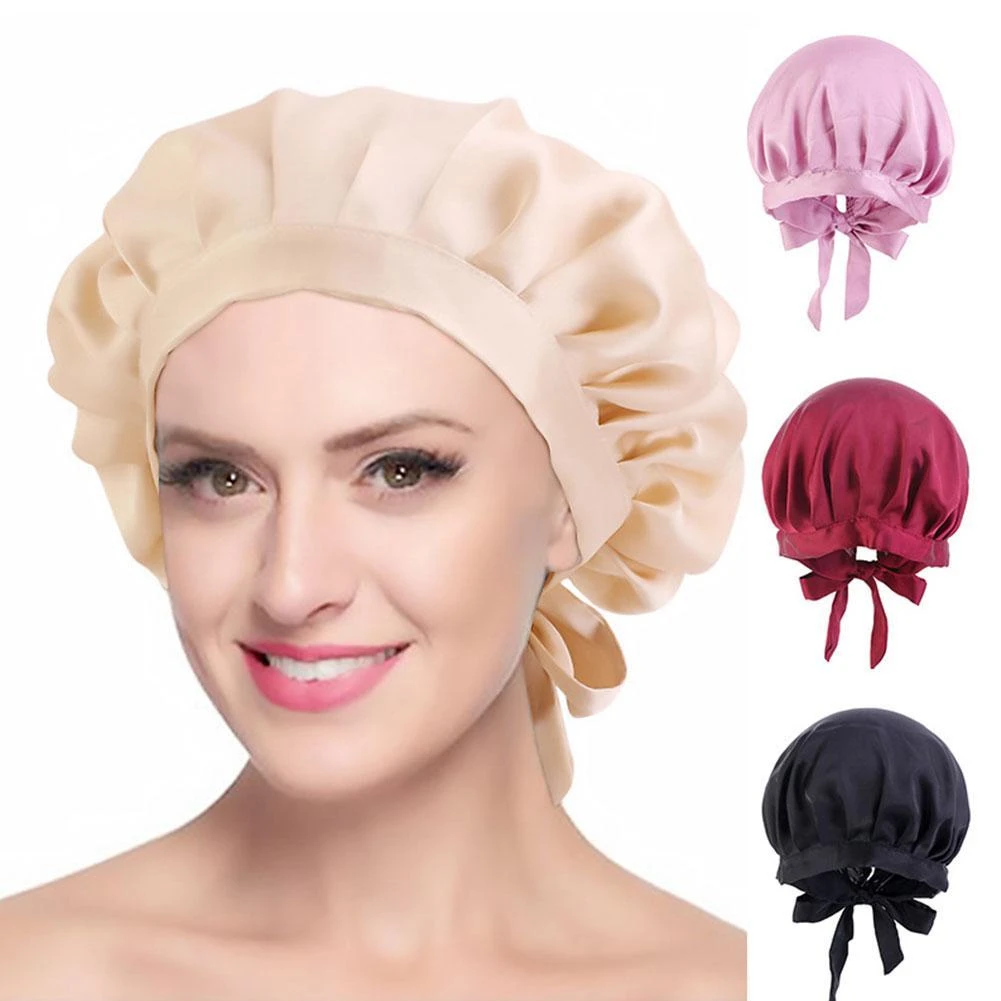 100 Mulberry Silk for Sleeping Women Silk Cap To Sleep Elastic Tie Band Silk Hair Cap For