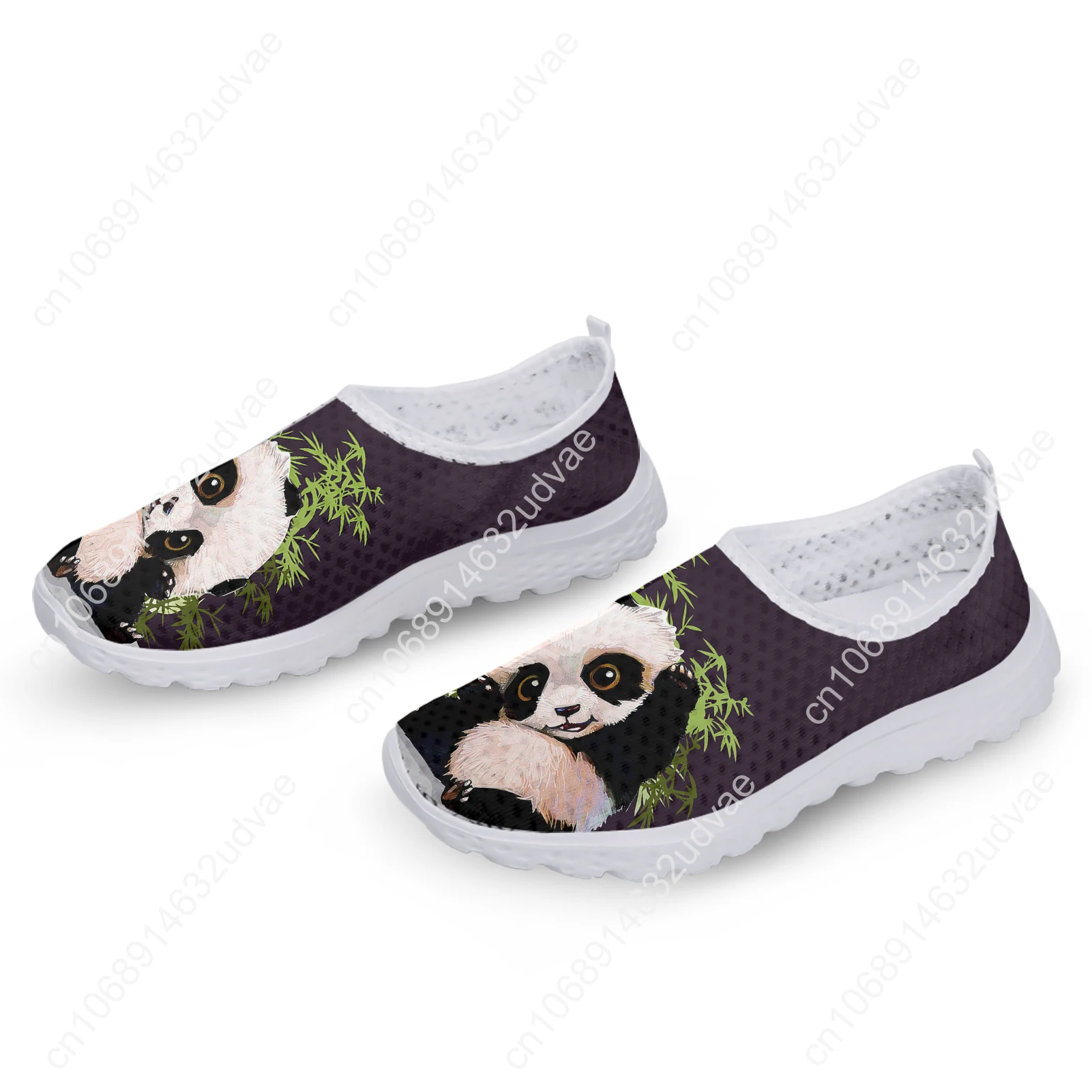 Cute Panda Bamboo 3D Printing Women's Shoes Comfortable And Breathable Summer Shoes Mesh Sneakers Slip On Shoes