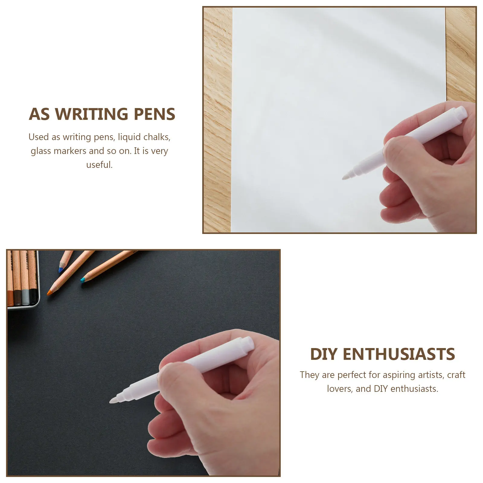 15Pcs 칠판 마커 지울 수있는 액체 분필 펜 브러시 팁 사무실 학교 공예 프로젝트를위한 먼지없는 쓰기 용품 DIY