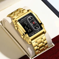 BINBOND Fashion Men Creative Steel Band Quartz Electronic Watch Dual Movements And Multifunctional Waterproof Men Student Watch