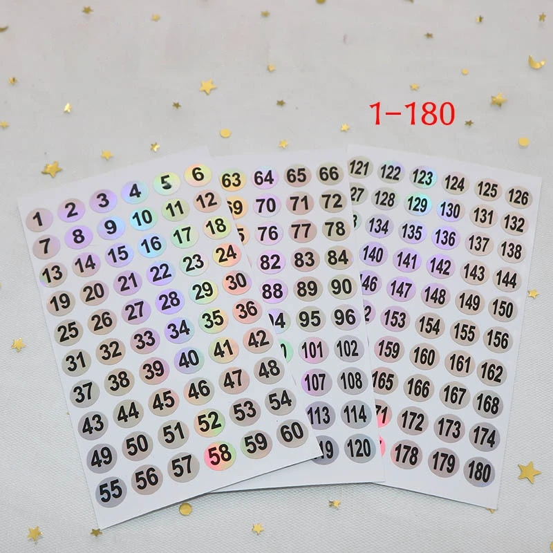 Number Sticker Laser Label For Nail Polish Color Gel Varnish 1-60/1-120/1-180 Marking Numbering Digital Label Manicure Tools