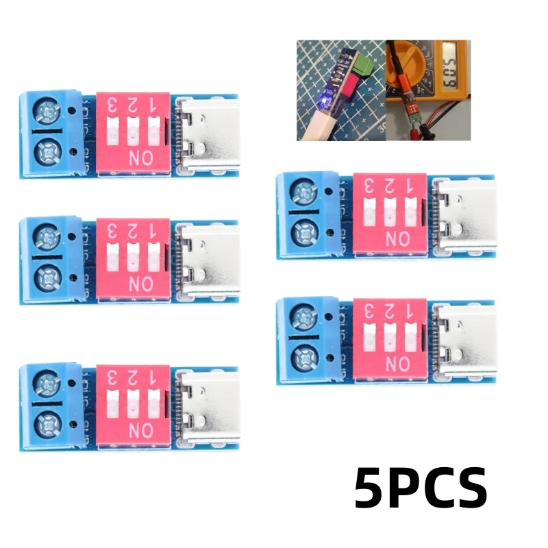 1-5-10-20PCS USB Typ C PD Decoy Modul Für QC Schnelle Ladung 12V Boost konverter Power Lieferung Trigger Board High Speed Ladegerät – Detail 4