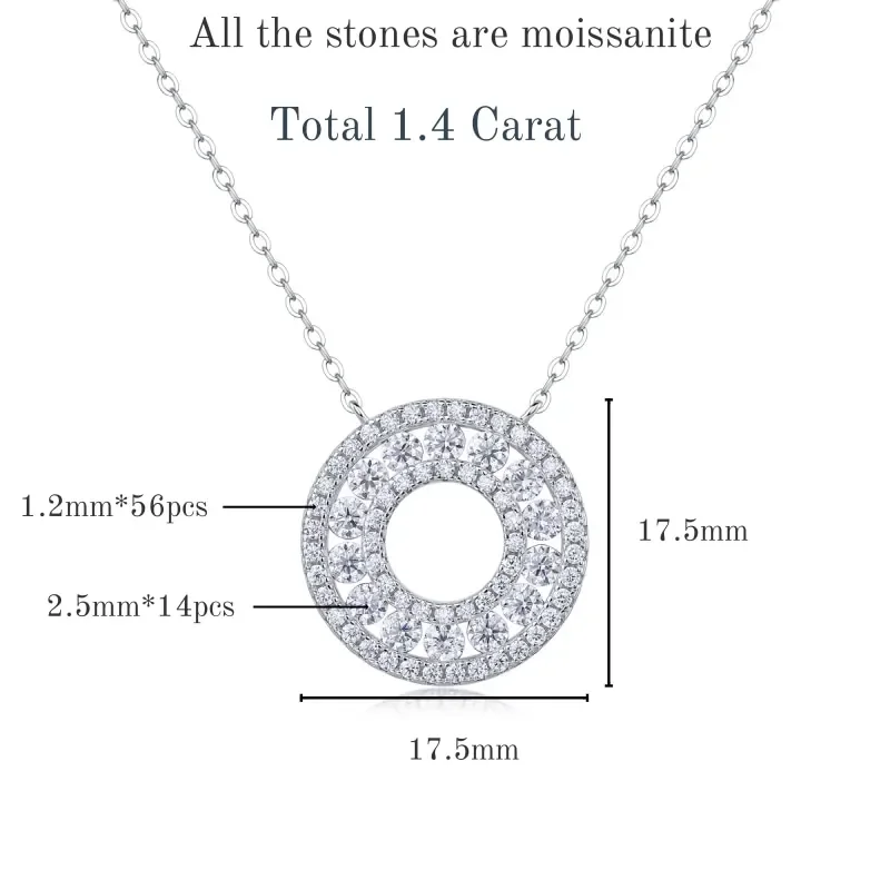 TBCYD 2MM 0.69CT D Color Moissanite Necklace Pendant For