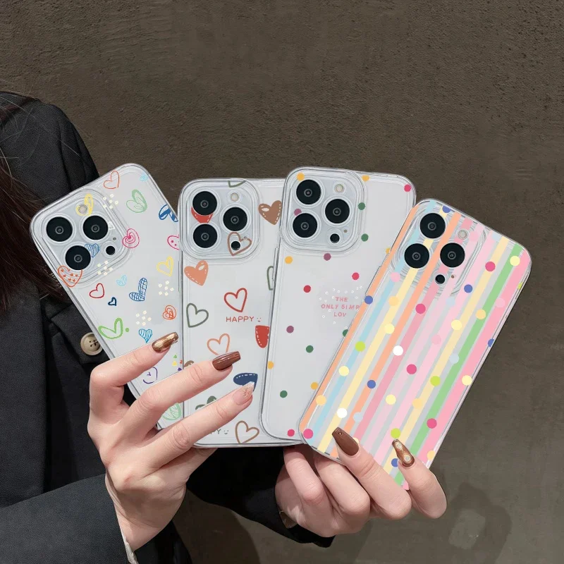 Cute Wave Point Love Heart Soft Phone Case