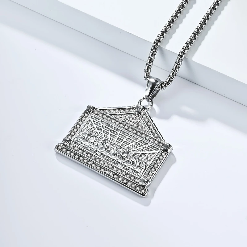 Geometrische Zirkon Anhänger Edelstahl Letzte Abendmahl Halsketten Männer Frauen Personalisierte Hip Hop Mode Halskette Schmuck