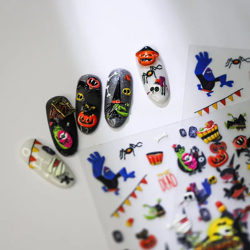 

Halloween Manicure Decorations Stickers for Women Cartoon Cute Little Ghost Self-adhesive Nails Decals Lasting Fake Nail Paster