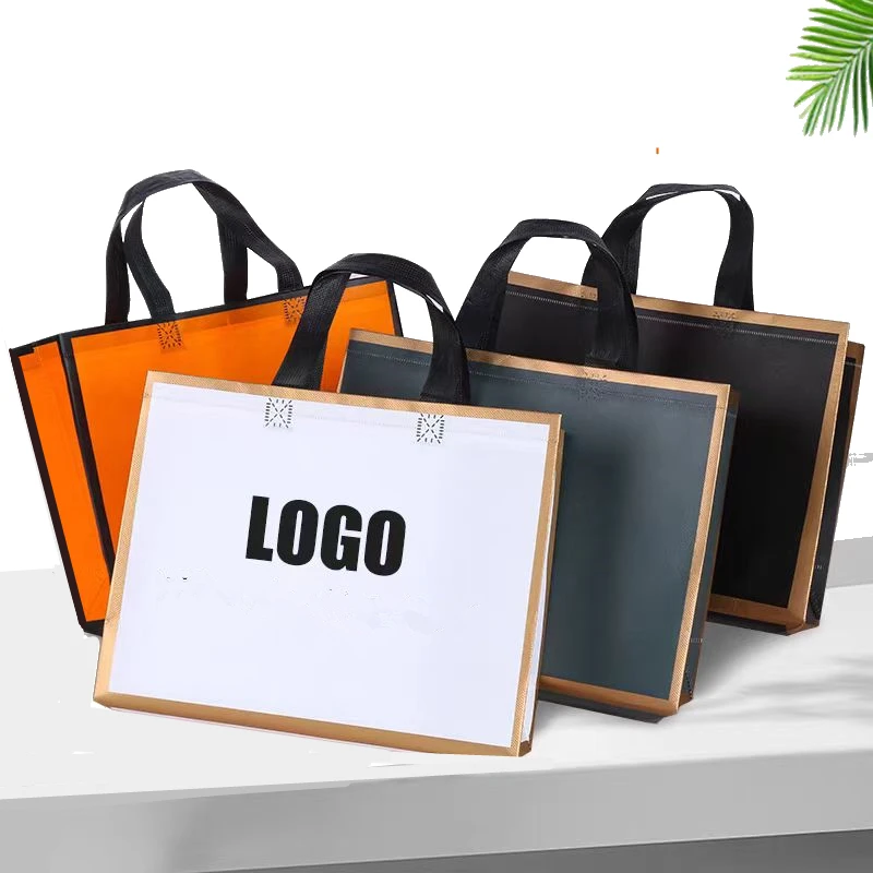 100pcs Personalised Print Logo Waterproof film non-woven fabric Gift Bag Phnom Penh Advertising Shopping Eco Bag Customized Logo 2