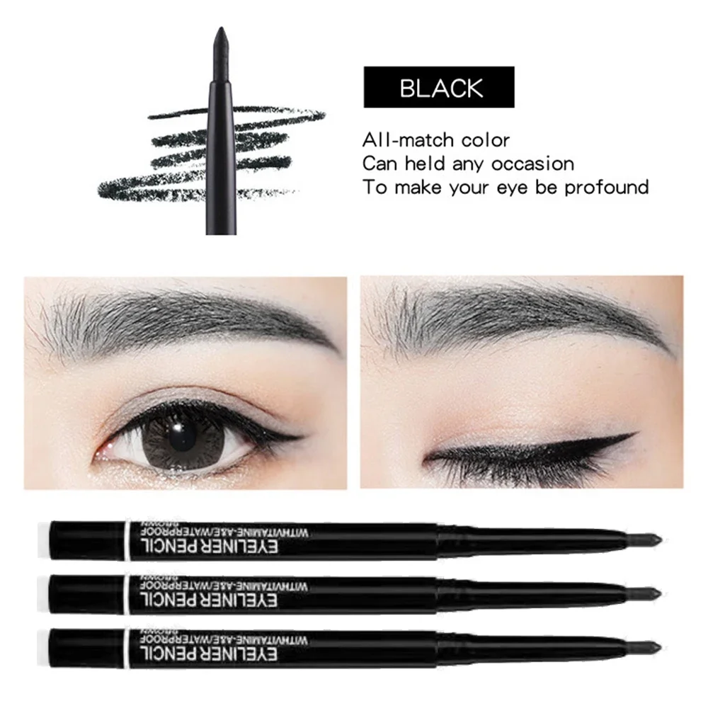Waterproof Long Lasting Black Eyeliner Pencil Smudge Proof Set_voghion.com