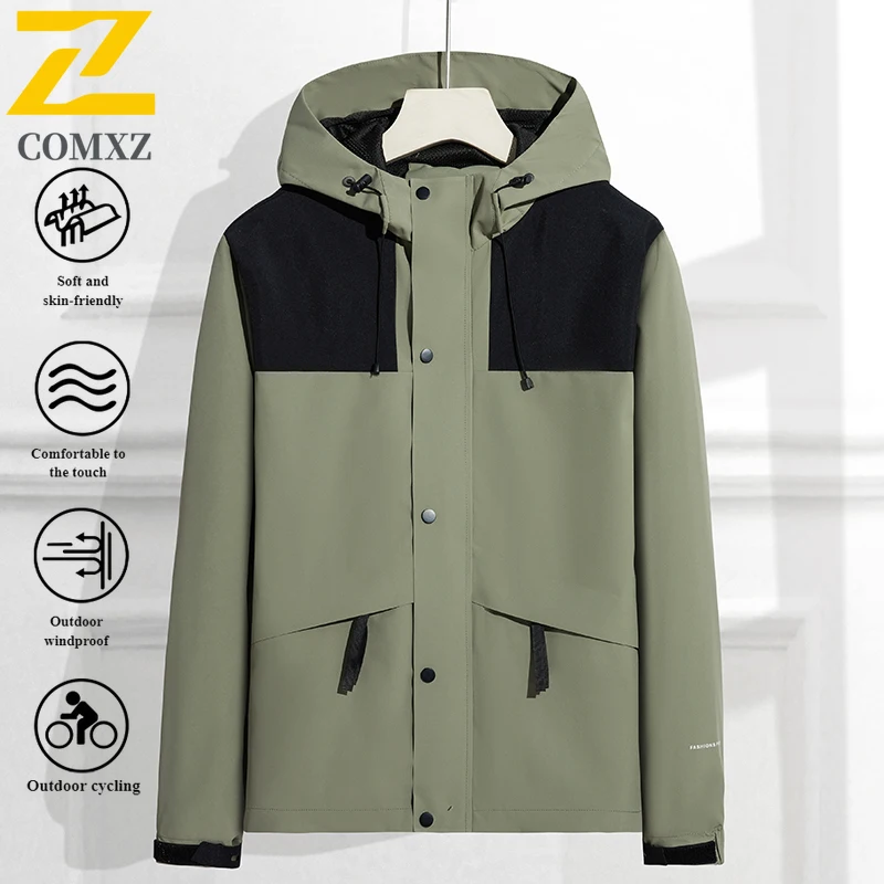 EIAO Men's Outdoor Windbreaker Spring Autumn Waterproof Windproof Hiking Fishing Camping Trendy Jackets Lightweight Thermal Coat