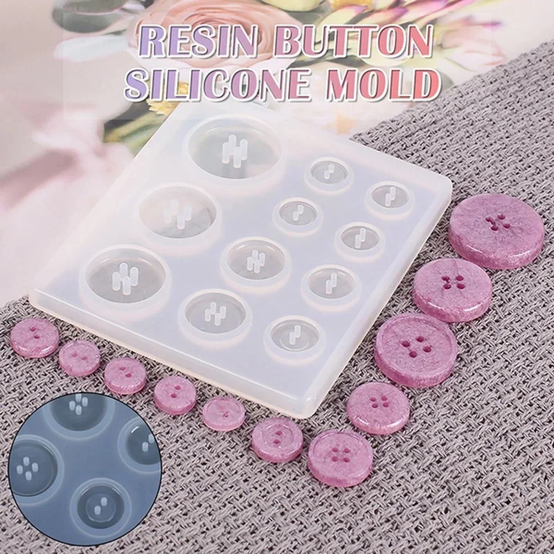 Silicone mold button mold DIY Silicone Mold Resin Button DIY Handmade Resin Mold with Hole Pendant Button Non-stick Art Decor Cake Baking Tools
