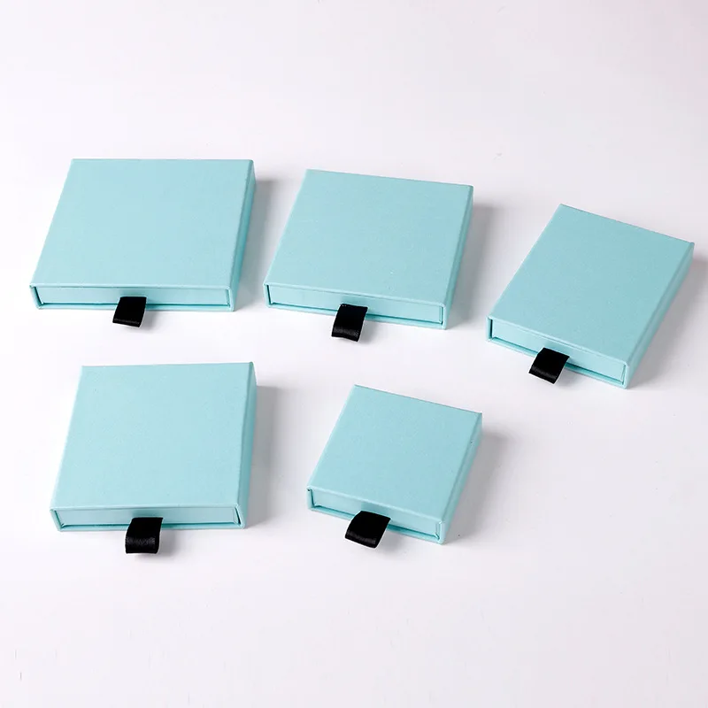 10Pcs 1.7Cm Thin Small Jewelry Packaging Box Multiple Colors Sizes Drawer Boxes For Ring Earrings Necklace Gift Storage Case