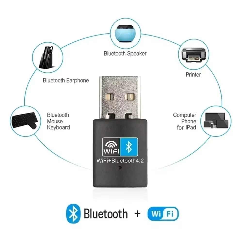 미니 USB WIFI 동글 블루투스 4.2 네트워크 카드 2.4GHz Wi-Fi 랜 BT 4.2 어댑터 드라이버 무료 PC 노트북 윈도우 7 10 11 수신기
