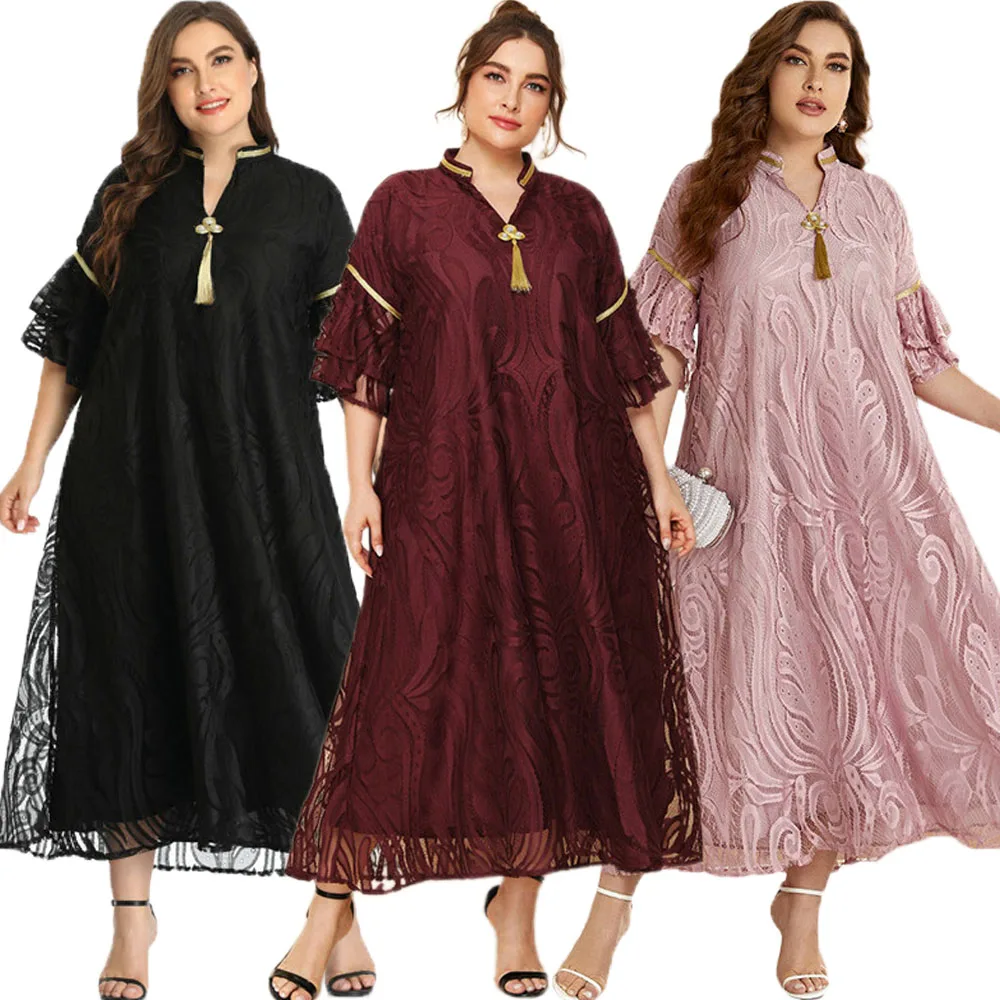 

Длинное мусульманское женское платье 5xl, мусульманское этническое кафтан, винтажная абайя, Арабская, с коротким рукавом, Средний Восток, малая, Турция Рамадан, ИД