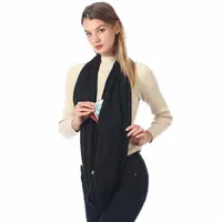 Women Infinity Loop Scarf with Hidden Zipper Pocket Travel Scarf Solid Color Neck Wrap Suitable for Daily Traveling Storage 2