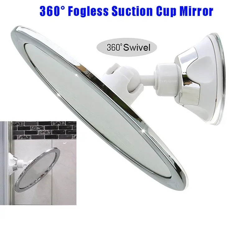 Fogless Makeup Mirror With Holder Suction Cup 360 Rotation Shower Shave Round Mirrors Bathroom Mirrors Washroom Fog Free New