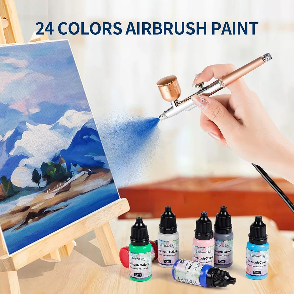 24 Colors Airbrush Nail Ink 10ML Nail Polish Paint Use For Airbrush Spray Gun Nail Art Color Paint Hollow Pattern Manicure Tool 3