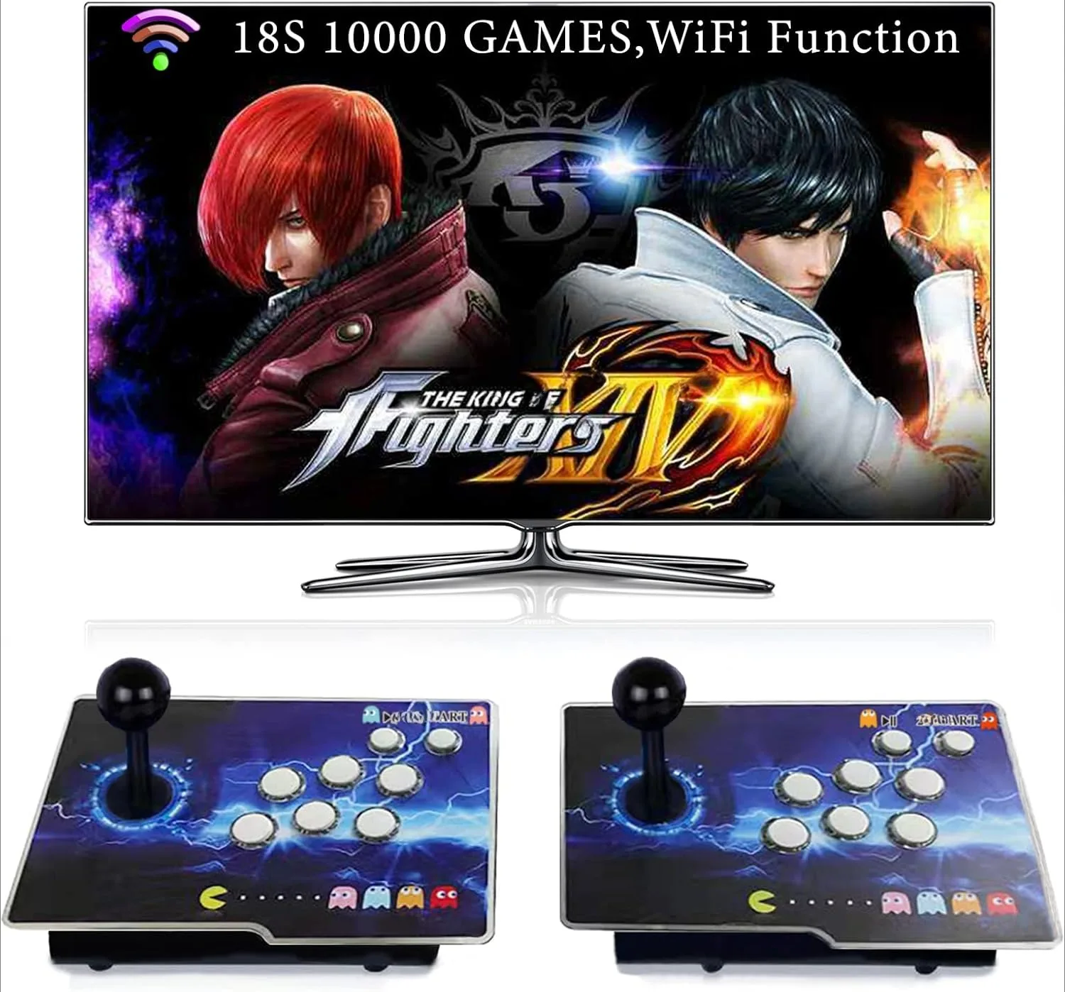10000in1 Arcade Game Console Pandoras 18S WiFi Function Game Machine for PC&Projector&TV, 2-4 Players,1280X720,3D Games