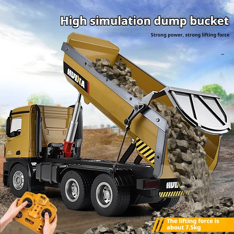 HuiNa 573 1/14 RC Truck 10 Channel 2.4G Remote Control Loader Truck Engineering Vehicle RC Toy Gift for Boy 2