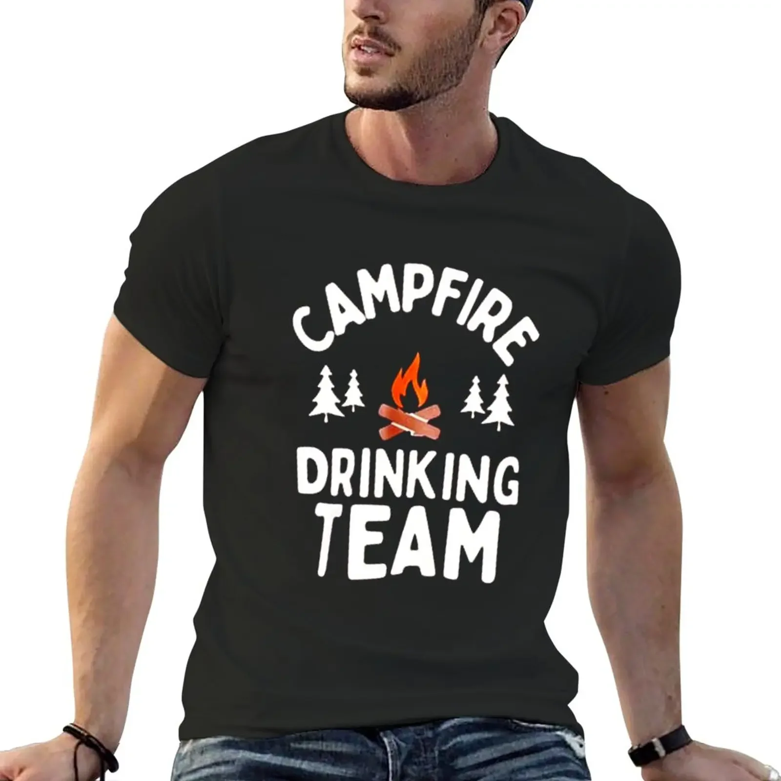 

Campfire Drinking Team T-Shirt summer top oversized anime clothes Men's clothing