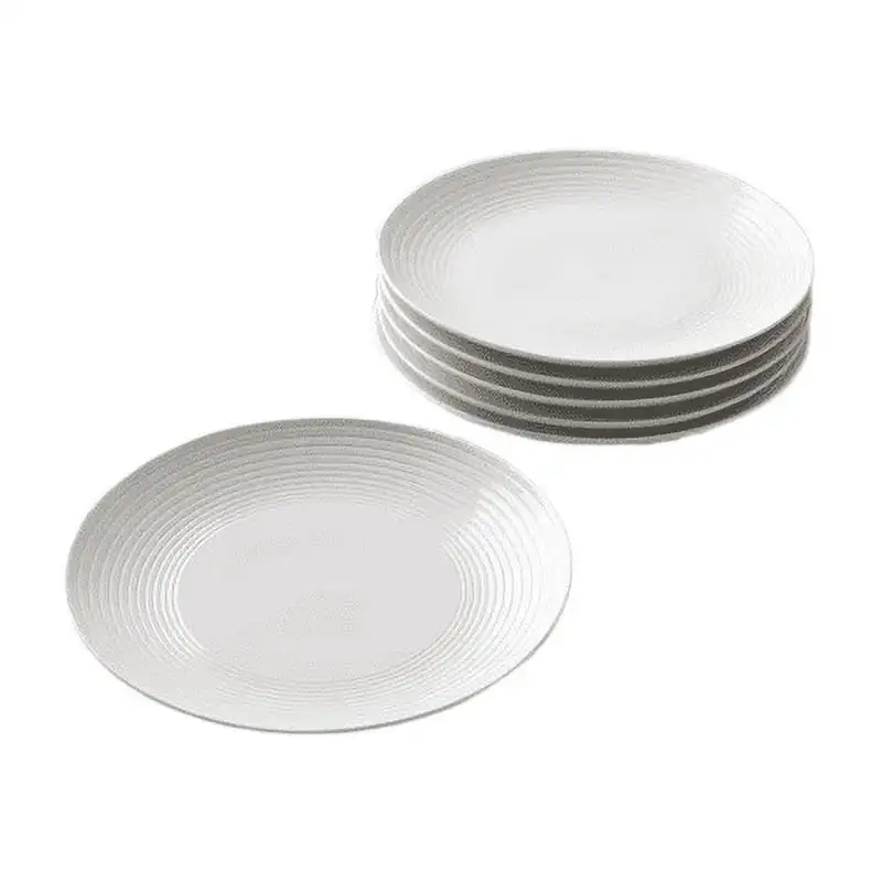 

Porcelain Ribbed Dinner Plates, White, Set of 12 Dining plates Green dishes Wooden bowl Wedding charger plates Plates set free s