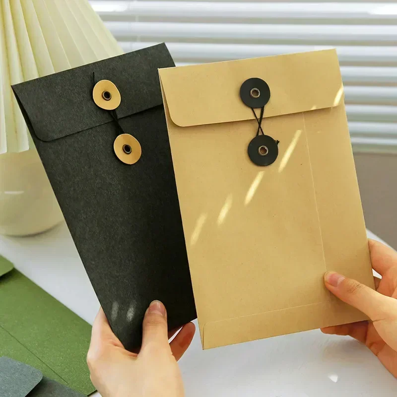 Kraft Paper Envelope Button String Tie Winding Ticket File Documents Bag Letter Photos Journal Storage kraft paper envelopes