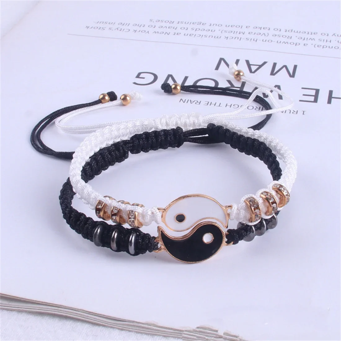 Bracelet jewelry tai chi yin yang couple bracelet for lover handmade woven baided rope adjustable bracelets bff friendship bangles jewelry gift