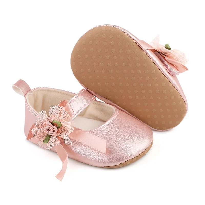 Baby Girls Shoes Soft Sole Flower Decor Leather Flats Shoes Toddlers Newborn First Walkers Non-Slip Summer Princess