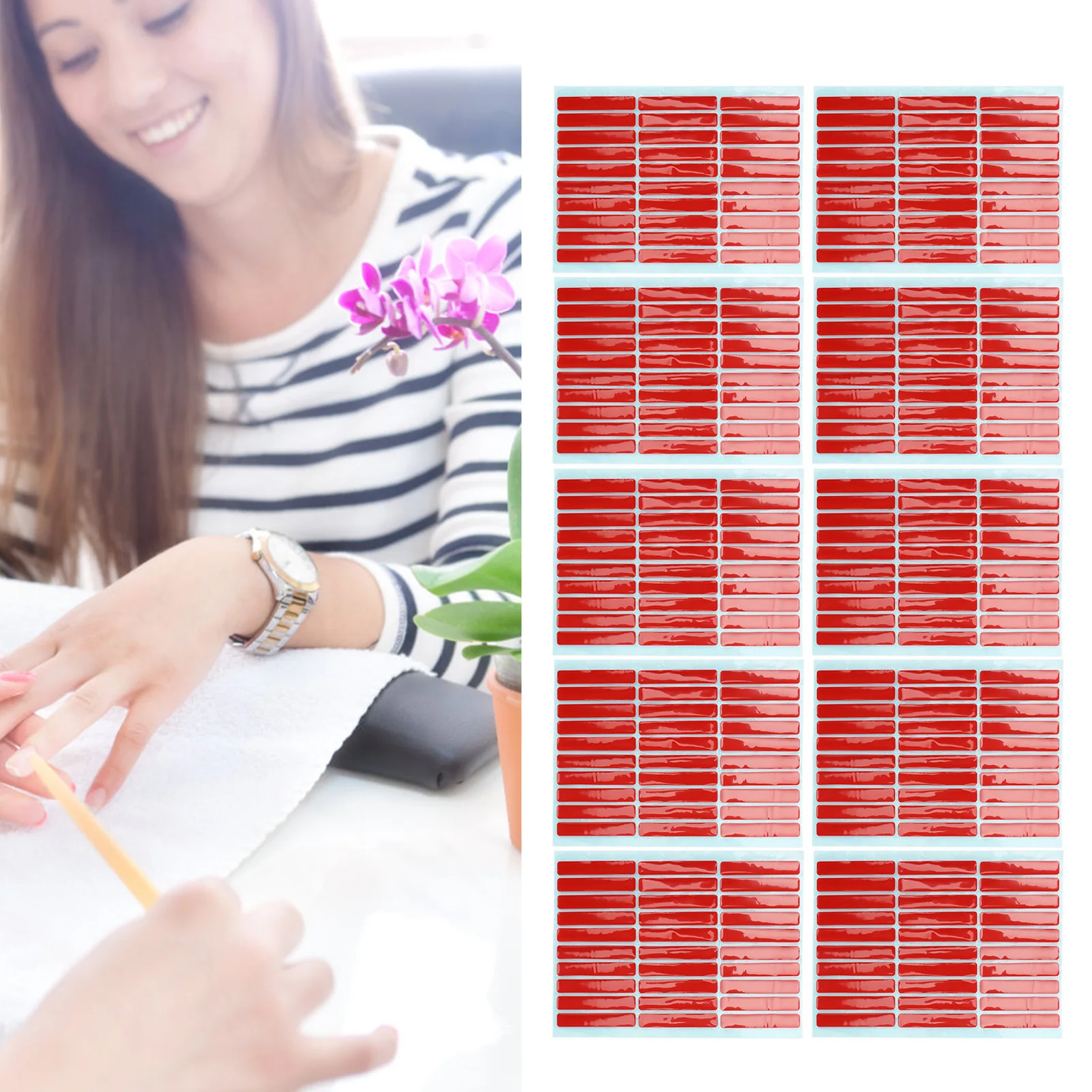 Nail Tip Mounting Tape 10 Sheet Nail Art Mounting Tape Salon Double Sided Adhesive Accessory for Tip Color Display