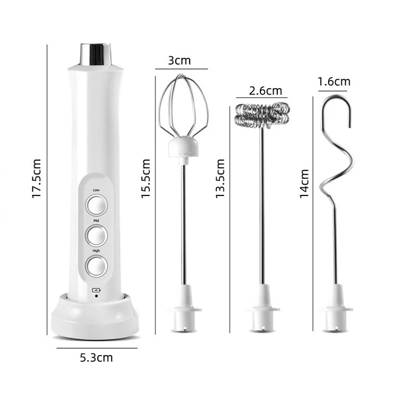 Electric Milk Frother Handheld Coffee Frothing Wand Foamer 3 In 1  High Speeds Drink Mixer Portable Rechargeable Home Foam Maker images - 6