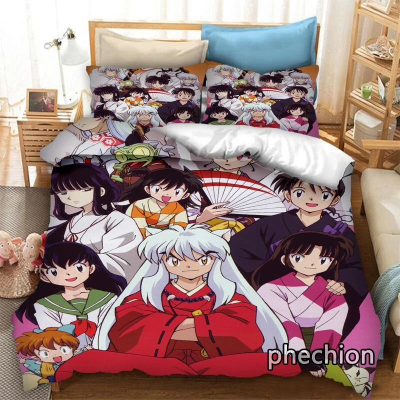 

phechion Anime Inuyasha 3D Print Bedding Set Duvet Covers Pillowcases One Piece Comforter Bedding Sets Bedclothes Bed K463