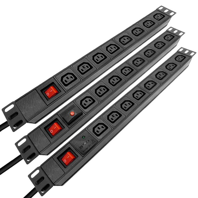 

19 Inch PDU Power Strip 8 Ways IEC C13 Socket Surge/Overload Protection 16A 3500W Power Distribution Unit Aluminum Alloy Shell