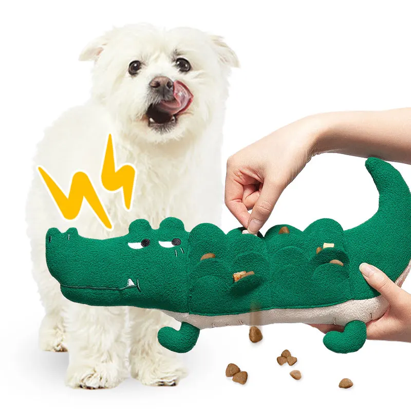 Squeaky Plush Snuffle Alligator Dog Toy For IQ Training And