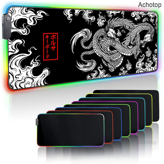 Tapis de souris japonais Dragon Rgb XXL, accessoire pour clavier  d'ordinateur, PC de jeu, LED