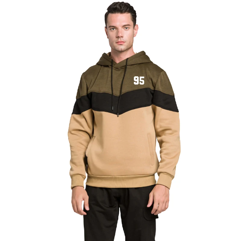 

Mens Tracksuit Three Color Splicing Casual Hooded Sweatshirts Outdoors Sport Jogging Tops Male High Quality Gym Pullover Clothin