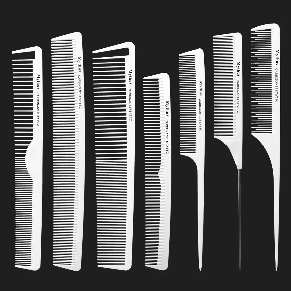 7Pcs Hairdressing Carbon Comb Professional Hairdresser Cutting Comb Anti Static Hair Comb Haircut Tools Barber Hair Styling Comb 6