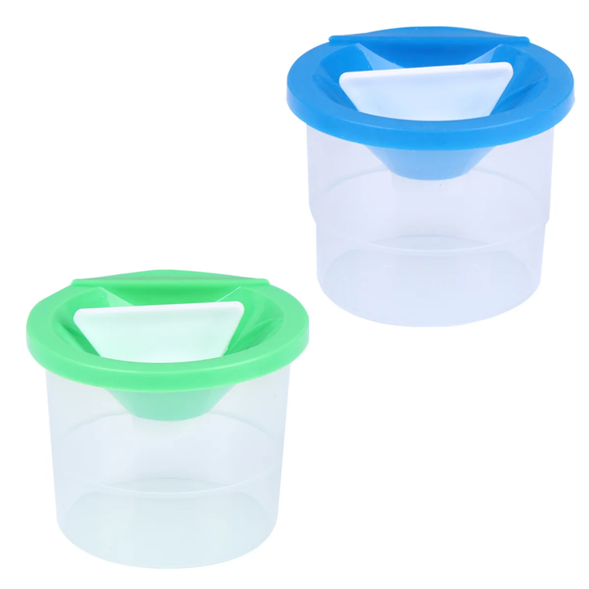 

2 PCS with Cover Baby Drinking Glasses No Spill Paint Cups Painting Brush Cleaning