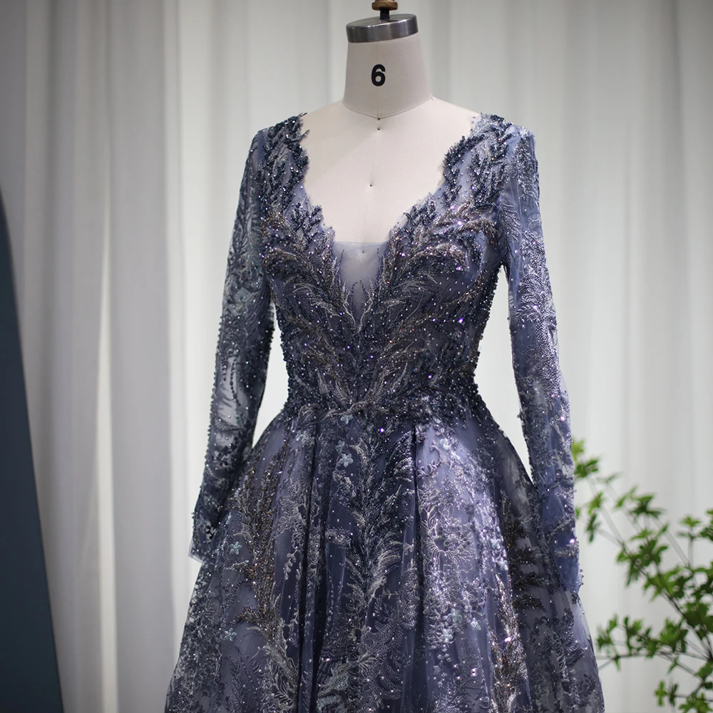 Sf6fe01f269e94359968b8d5c2c8e37c04 Elegant Long Sleeve Arabic Evening Dress V-Neck Dubai Luxury Crystal Muslim Plus Size Women Wedding Party Gown Mallzona