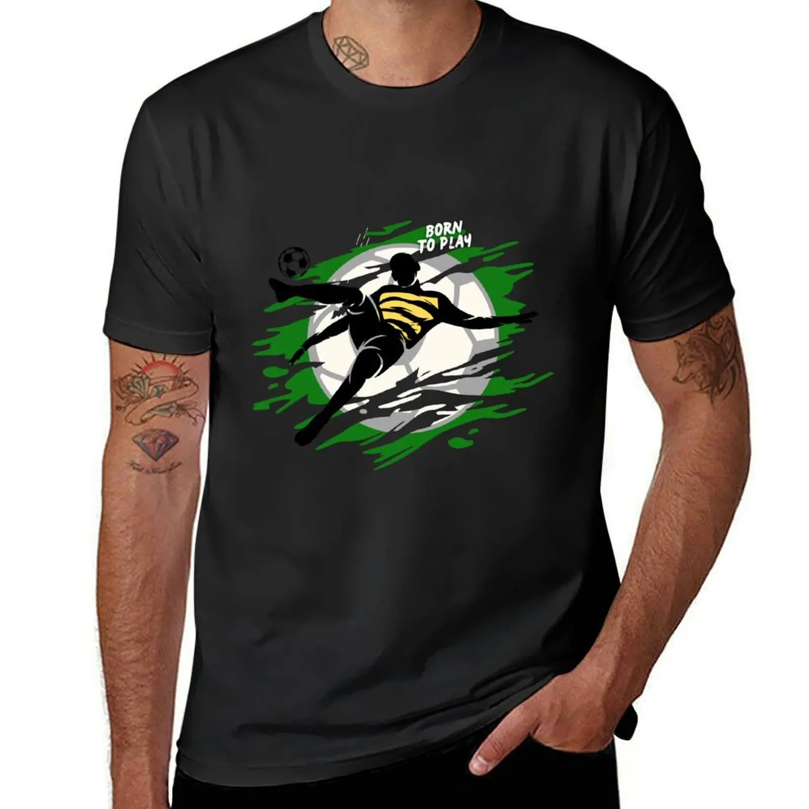 

Born To Play Football T-Shirt plus size tops blanks kawaii clothes plain black t shirts men