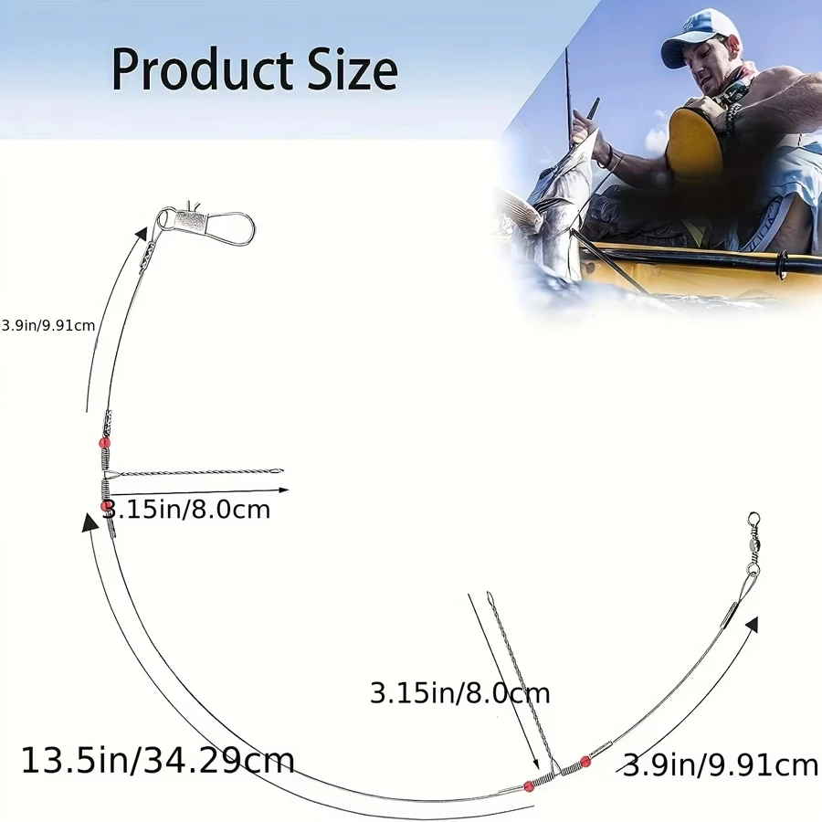 Saltwater Fishing Leaders - Dual Arm Hi-Low Rig with Swivels | Corrosion-Resistant Stainless Steel | Heavy Duty Wire - 3