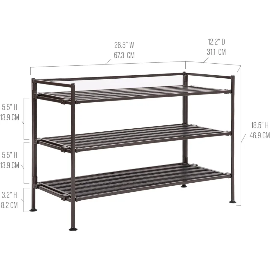 Sturdy Freestanding Storage Shelf for Bedroom Closet Entryway Dorm Room Organizer Stackable Durable Metal Shoe Rack Espresso Sl