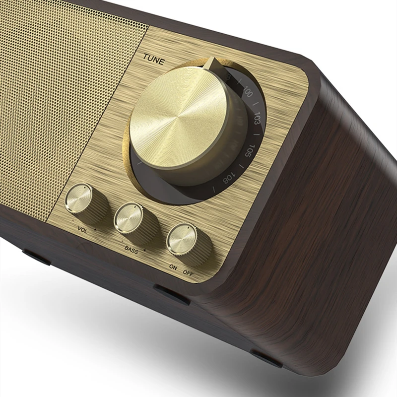 Bluetooth Speaker Portable Speaker Audio Speakers Wooden Bluetooth-Compatible 5.0 Speaker Retro Classic Soundbox Stereo Surround Super Bass Subwoofer AUX FM Radio For Computer PC