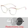 Anti-blue Light Cat Eye Prescription Spectacle Women Myopia Lens Photochromic Glasses Diopter 0 -0.5 -0.75 -1.0 -2.0 To -6.0 6