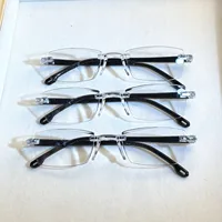 14-Pack Vintage Style Rimless Reading Glasses - Rectangular Frame, Blue Light Blocking, Anti-Fatigue, Unisex, Lightweight PC 3