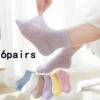 6 Pairs Children's Socks, Summer Thin Breathable Mesh Socks, Fashion Sports Socks For Spring Autumn, Students, Cotton Socks, 1