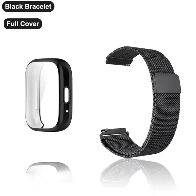 Metal Strap with Case and Screen Protector - Magnetic Loop Watchband Bracelet