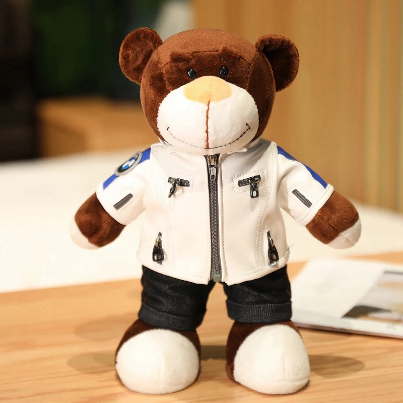 thumbnail image 1 of Oso de carreras creativo y genial, juguete de peluche, casco de motocicleta, chaqueta, oso, muñeco de peluche suave, accesorios para traje, regalos para niños y novios, 1 of 5
