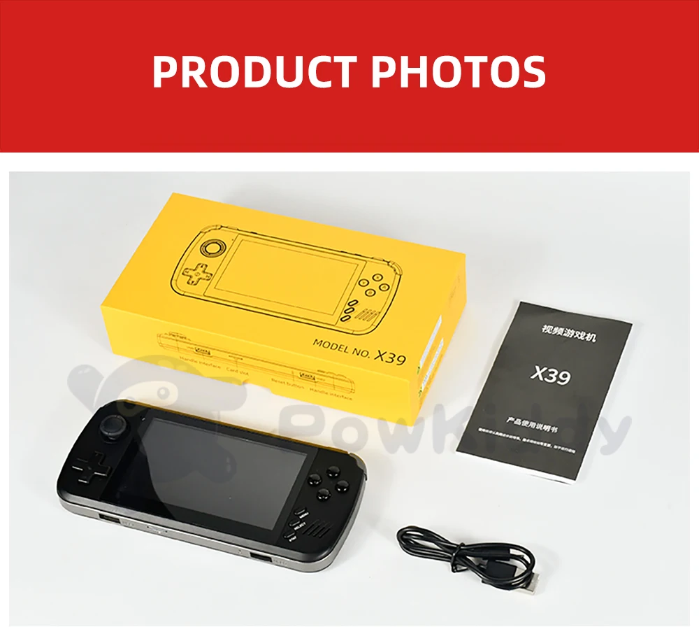 POWKIDDY X39pro 4.3 Inch IPS Screen Handheld Video Game Console X39 Retro Game PS1 Support Wired Controllers Children's gifts