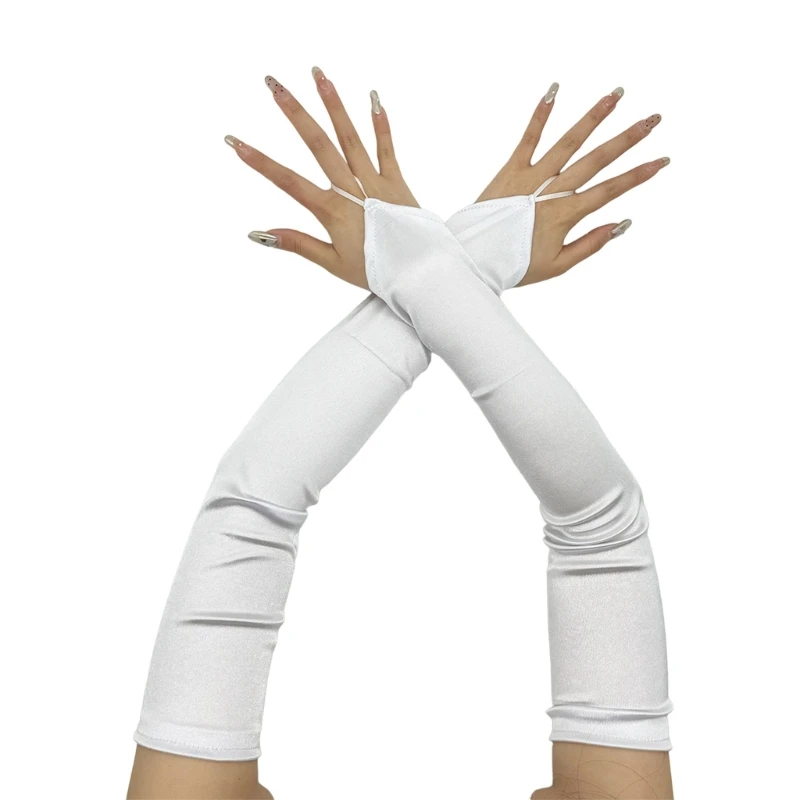 EORUBE Guanti Lunghi In Raso Fino Al Gomito - Stile Anni '20 Per Feste E Costumi - Foto 3