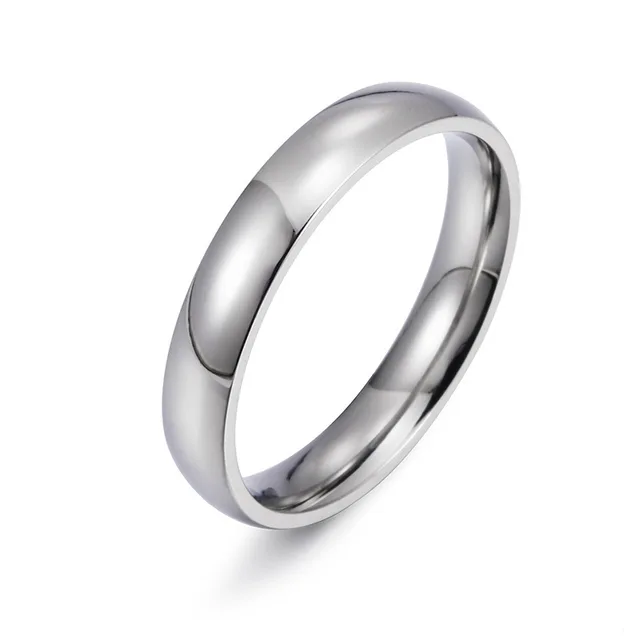 Simple Fashion Style Smooth Stainless Steel Rings Classic Gold Color Couple  For Women And Men Wedding Engagement Jewelry 4mm Silver