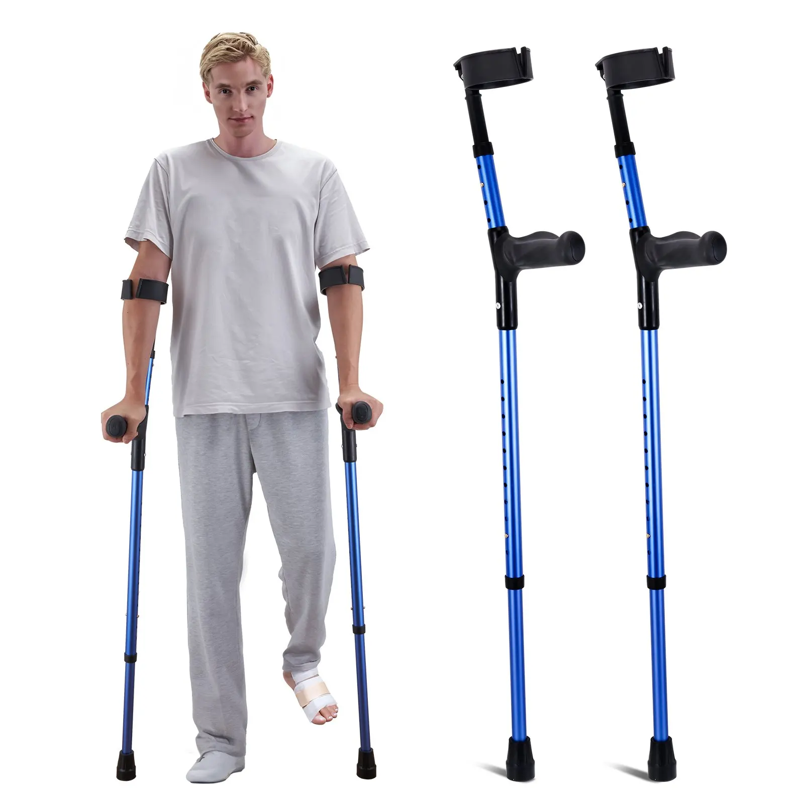 VEVOR Adjustable Forearm Crutches – 10/11-Level Height & 4-Level Upper Cuff, Lightweight Aluminum for Adults 1 VEVOR Adjustable Forearm Crutches – 10/11-Level Height & 4-Level Upper Cuff, Lightweight Aluminum for Adults 1